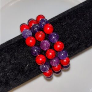 3 for $10 SALE ❤️💜Vibrant Red and Purple Beaded Bracelet Trio💜❤️
